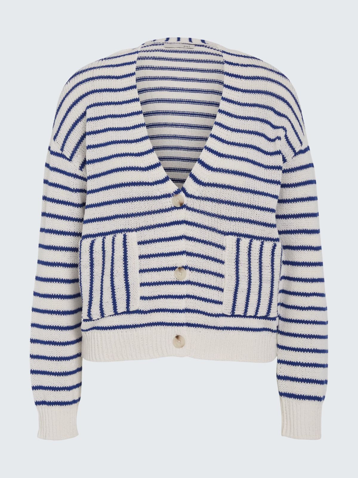 Cardigan panna a righe blu