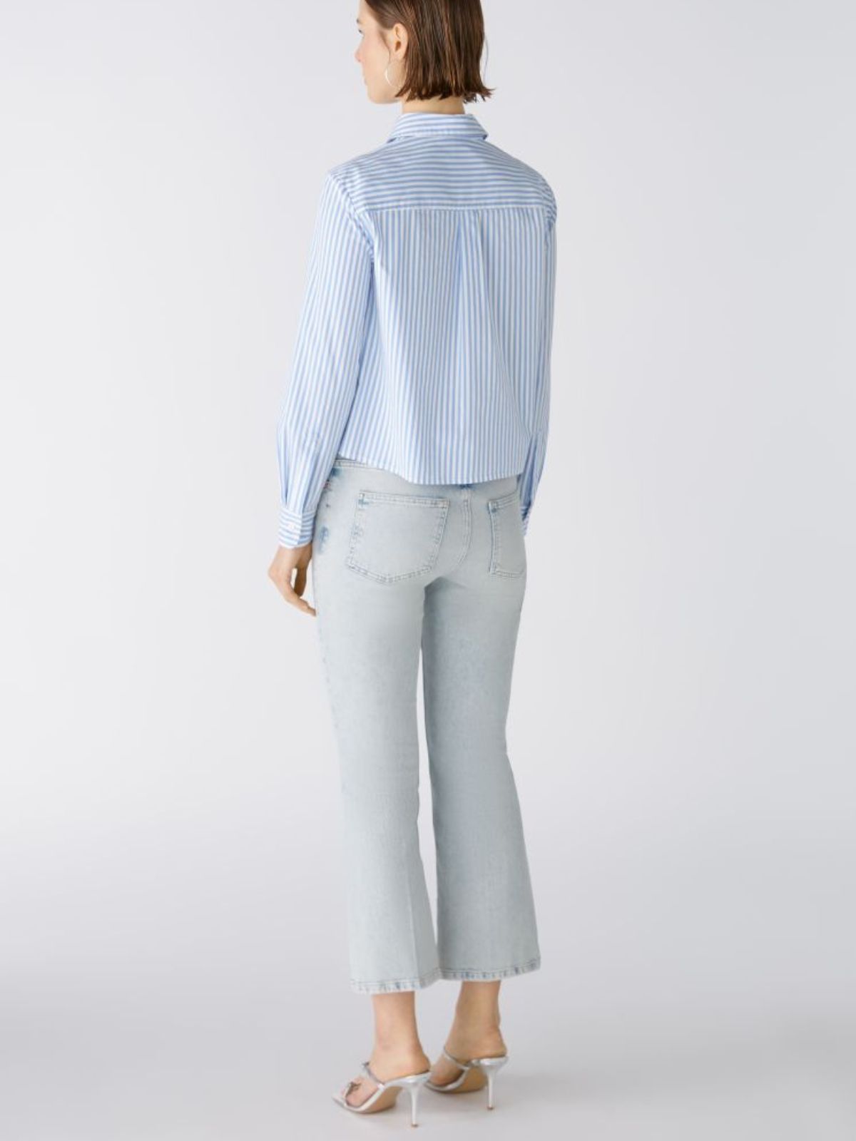 Camicia a righe azzurre crop