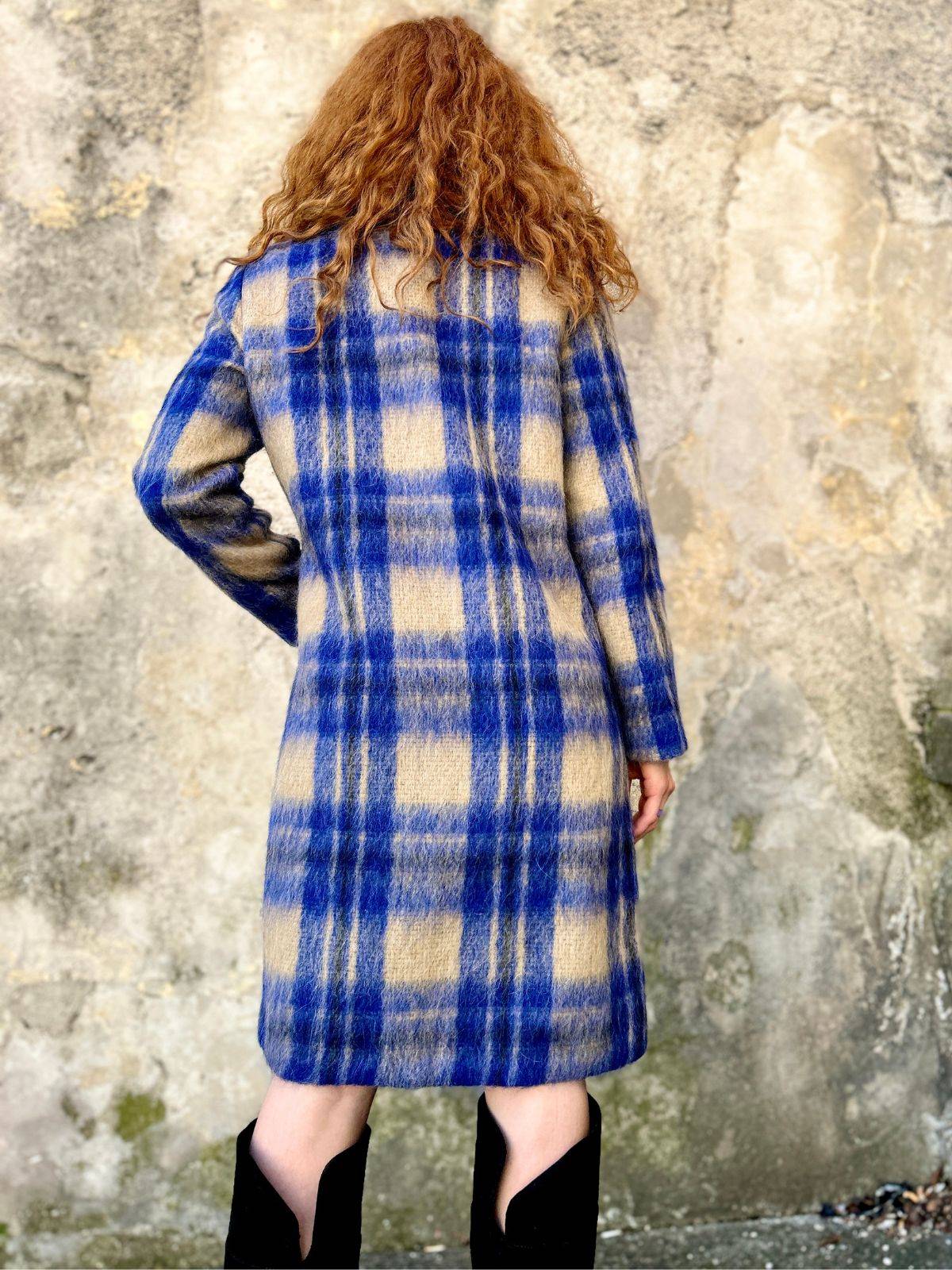 Cappotto a quadri in lana con alpaca