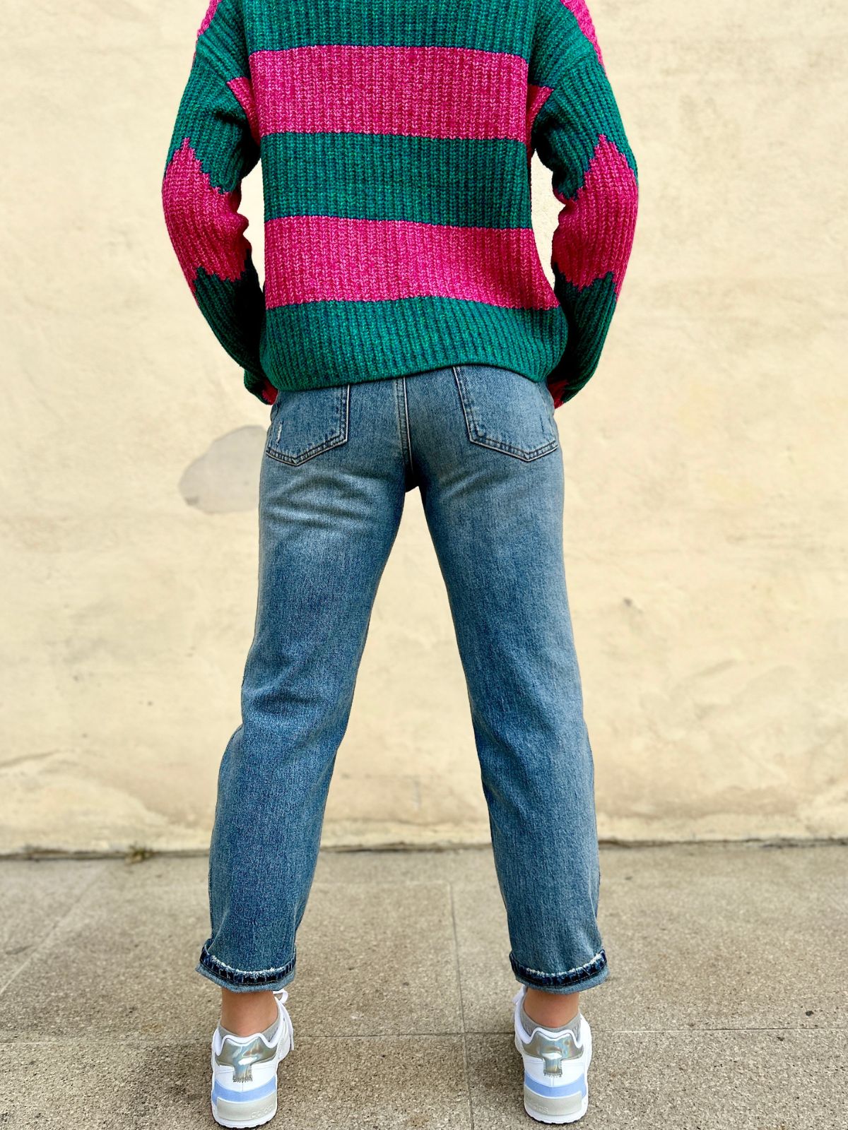 Jeans denim a vita alta - gamba dritta