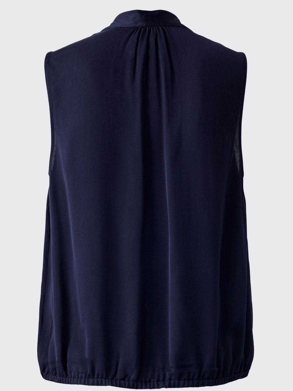Blusa blu con scollo da annodare