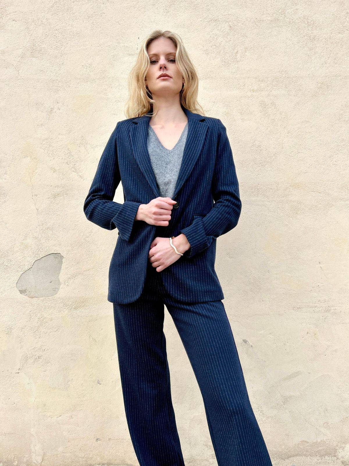 Blazer in jersey pesante gessato