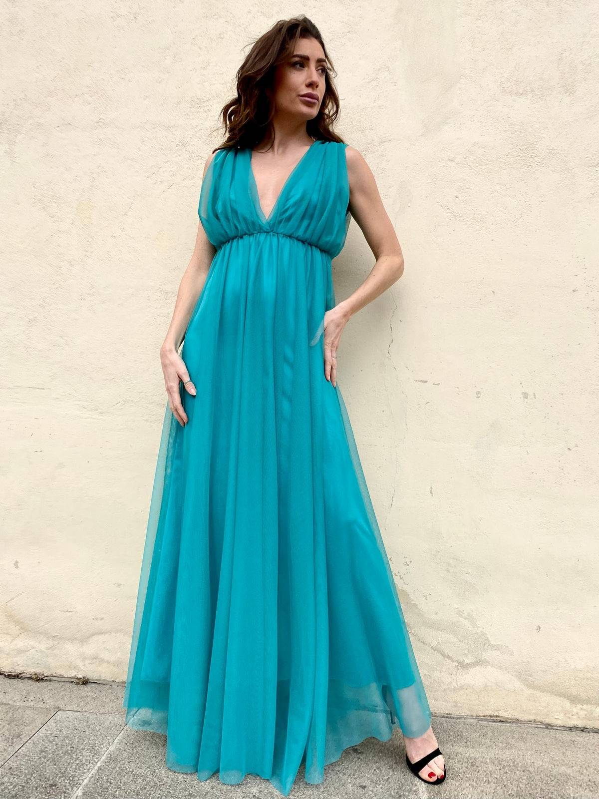 Abito lungo in tulle