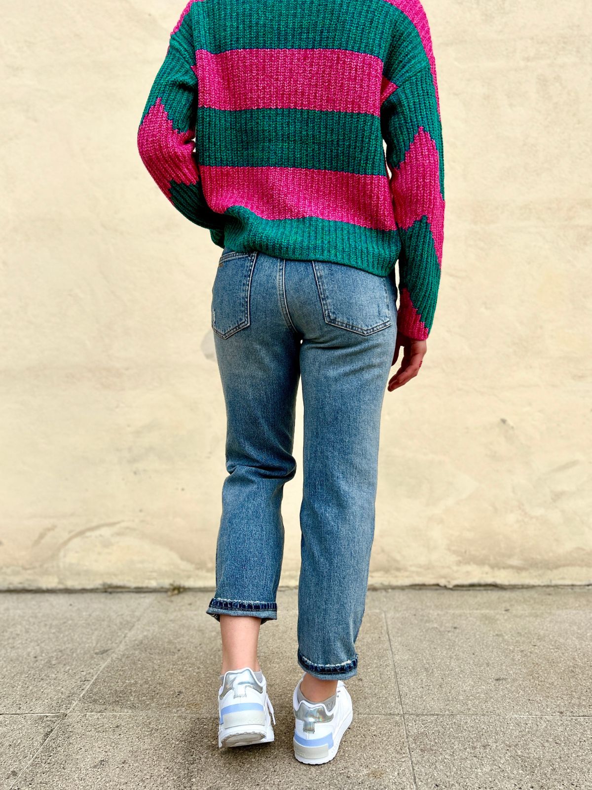 Jeans denim a vita alta - gamba dritta