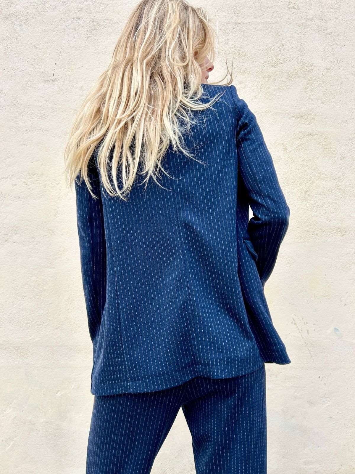 Blazer in jersey pesante gessato