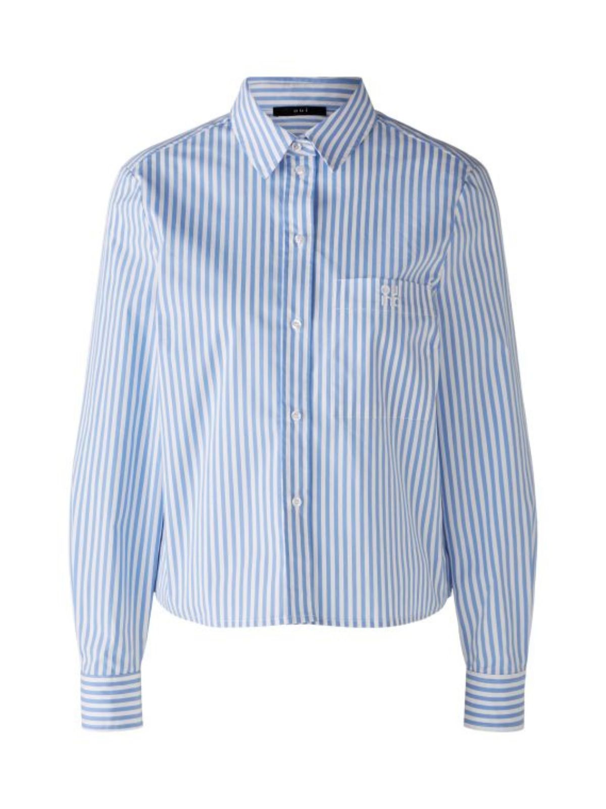 Camicia a righe azzurre crop