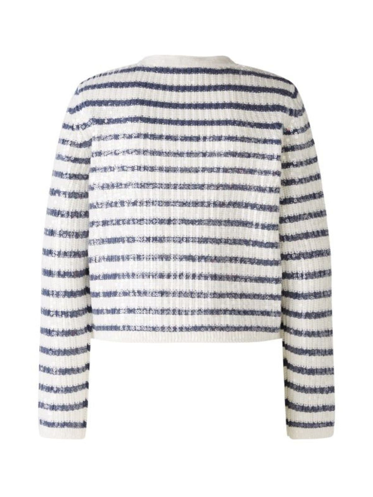 Cardigan chanel a righe ricamato con paillettes