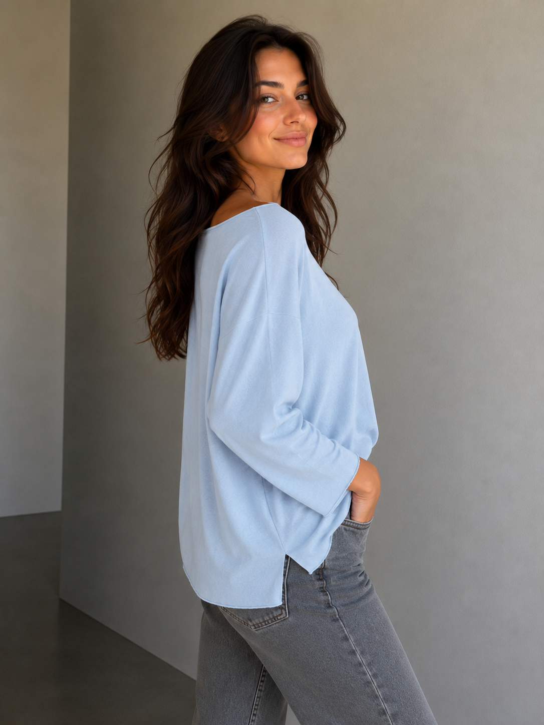 Maglia in viscosa azzurra