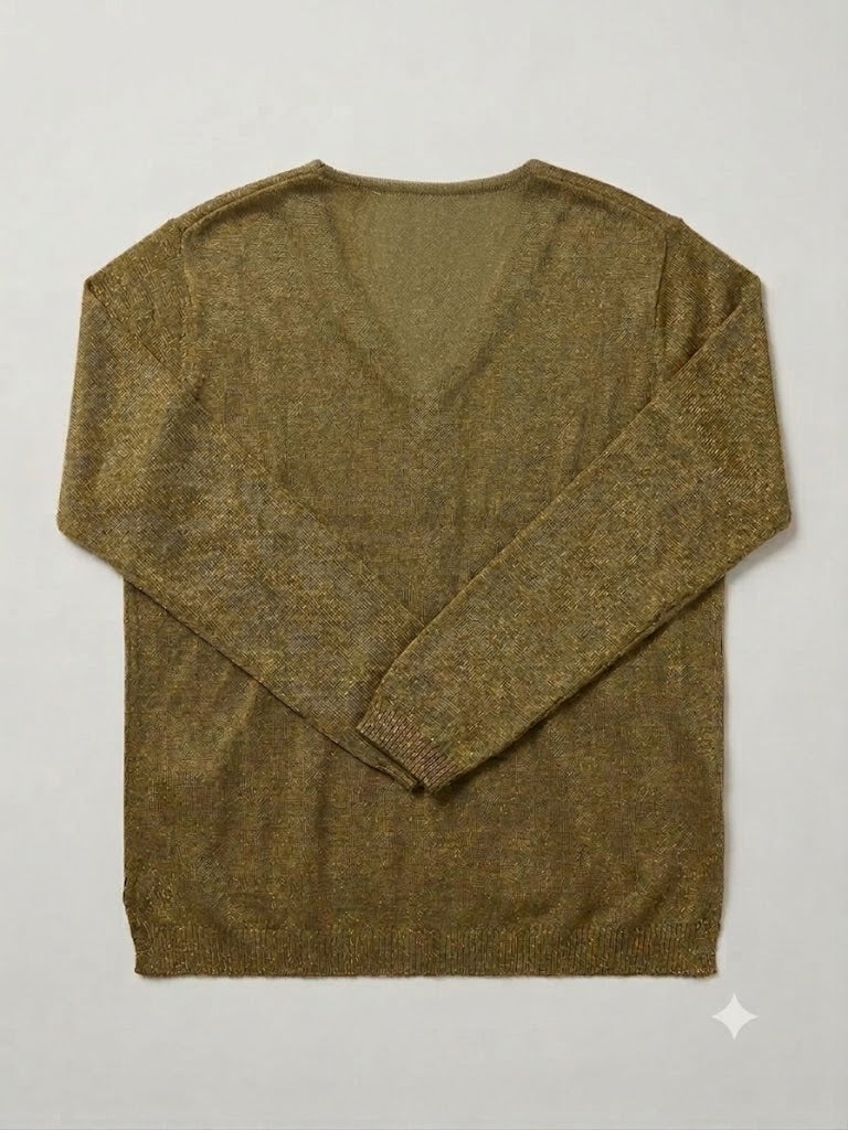 Maglia in viscosa verde scollo a V