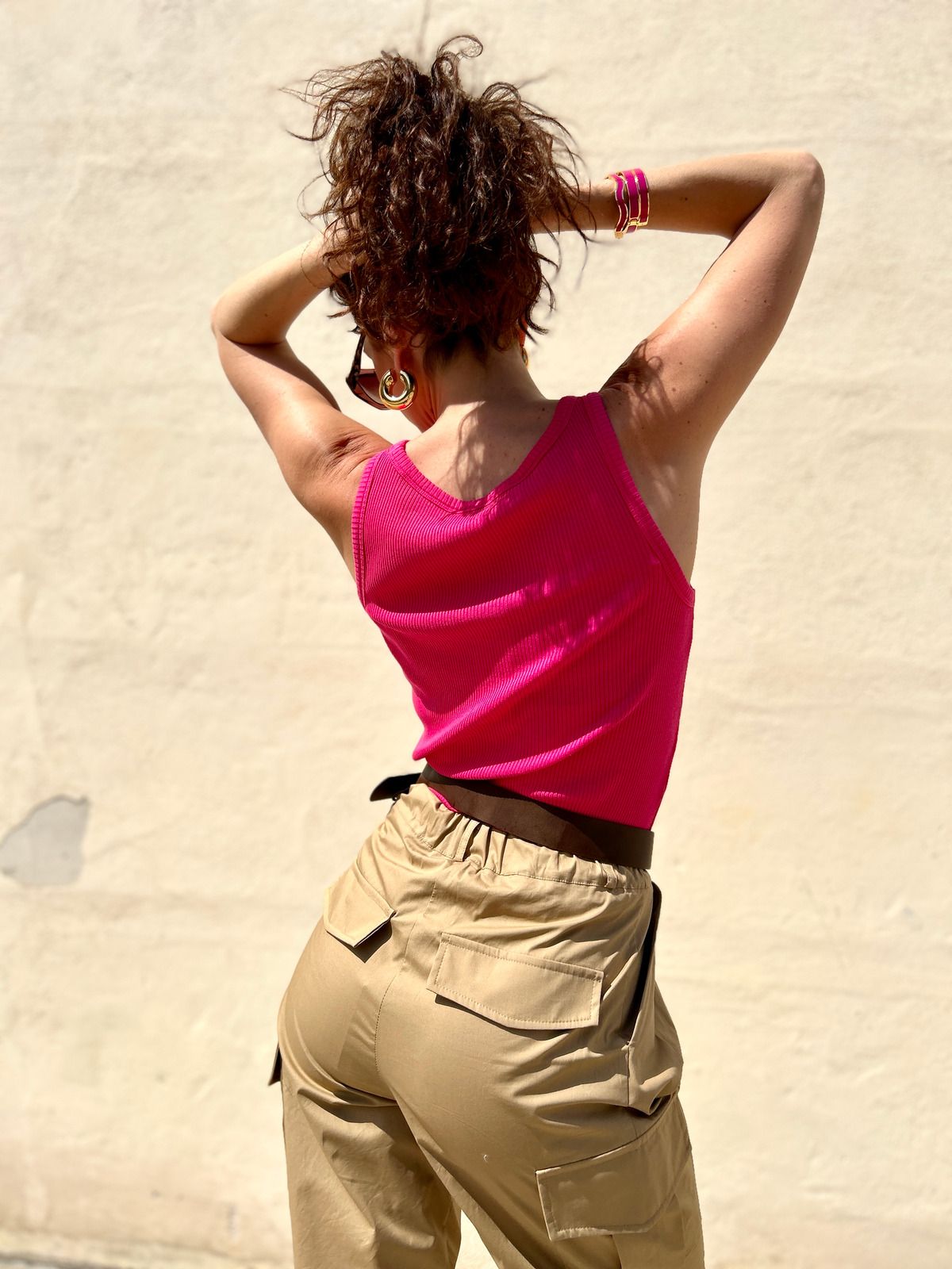 Canotta a coste fucsia